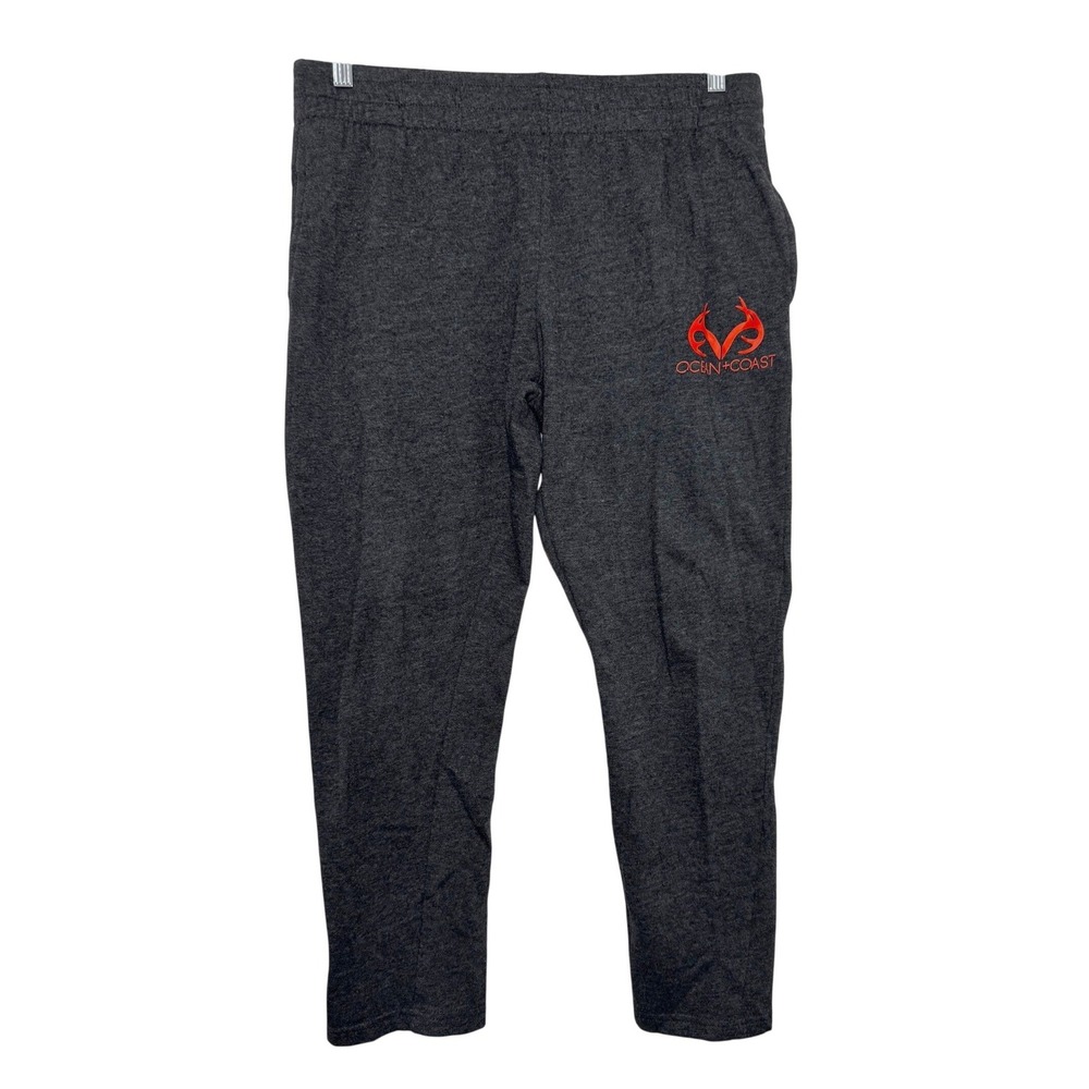 Ocean + Coast Realtree Mens Large Gray Heather Sweatpants Joggers Orange‎ Logo
